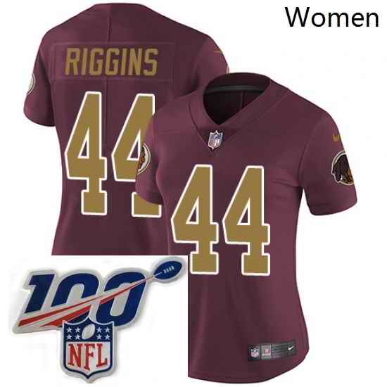 Womens Nike Washington Redskins 44 John Riggins Burgundy RedGold Number Alternate 80TH Anniversary Vapor Untouchable Limited Stitched 100th anniversary Nec